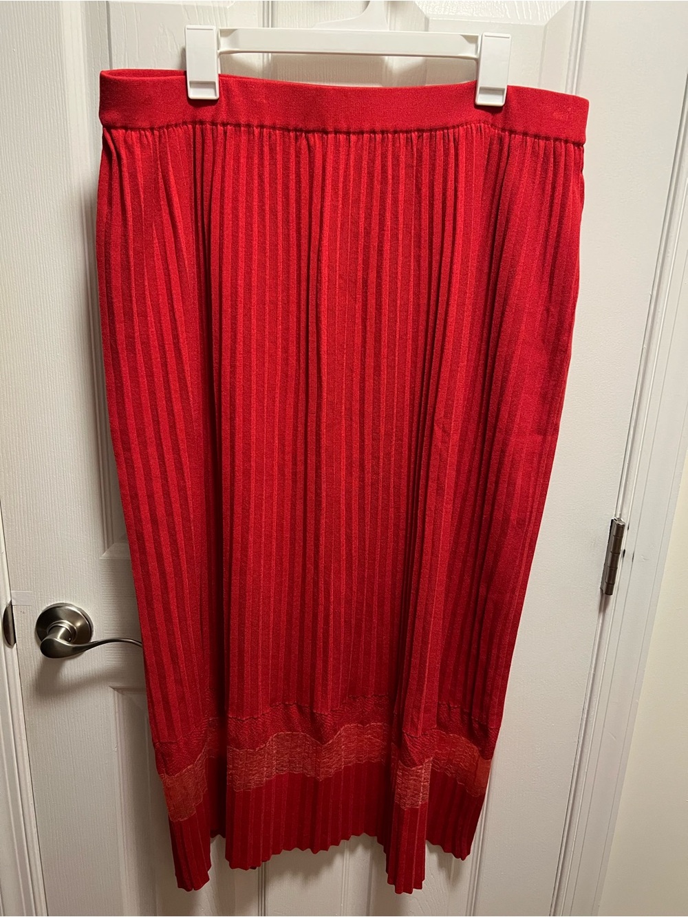Misook Red Pleated Maxi Skirt